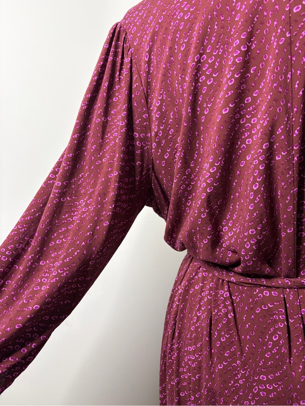 Penn. Penningtons Burgundy Abstract Print Tie Waist Midi Dress - Size 1X - Picture 10 of 14